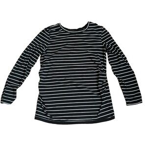 Love by Gap Maternity Black Striped Long Sleeve Ruched Side T-Shirt Large